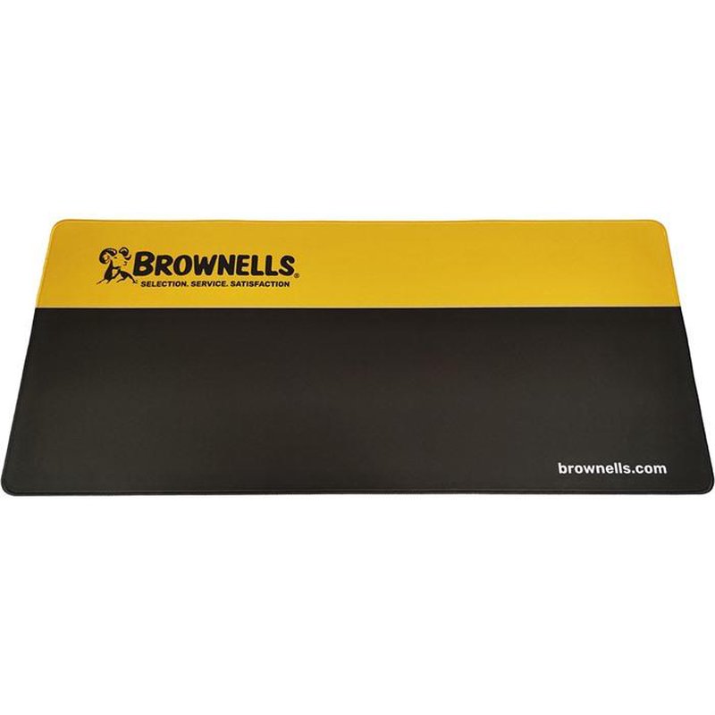 Brownells Non-Slip Benchmat Deskpad 35.43 x 17.7 Dark Brown & Yellow
