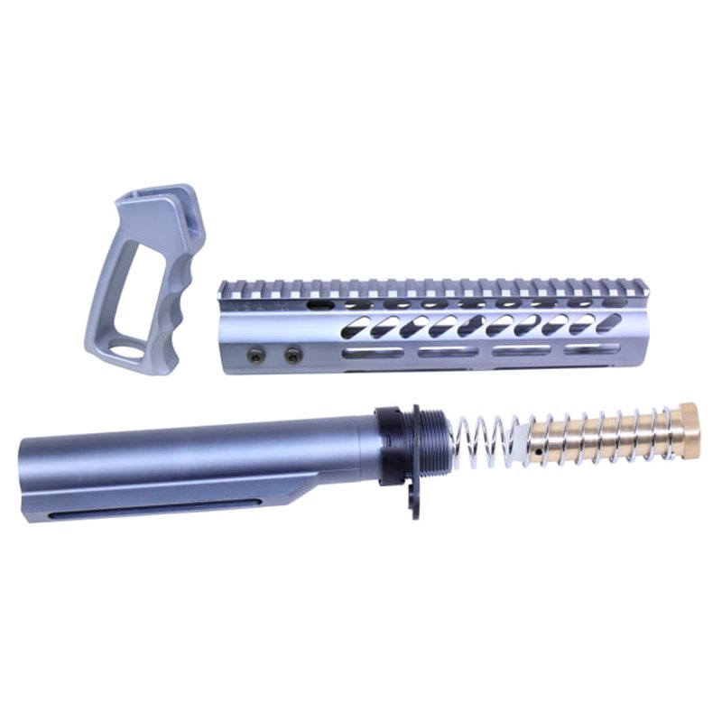 Guntec USA AR-15 Ultra Pistol Furniture Set w/ Mil-Spec Buffer Tube (M-LOK, Grey)