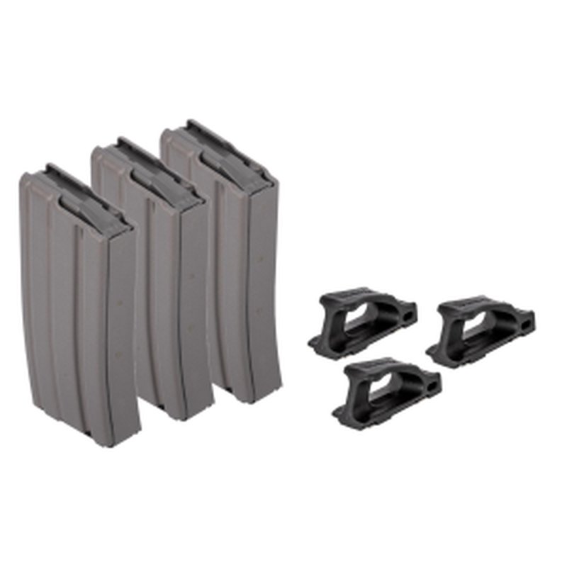 D&H Industries Aluminum 5.56 NATO 20 Round Magazine with Magpul Follower - Grey - 3 Pack with Magpul USGI Ranger Plate