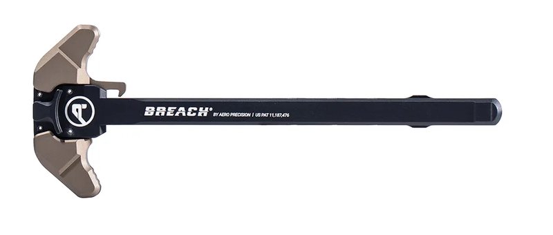 Aero Precision AR15 Breach Ambi Charging Handle w/ Small Lever, Black/Kodiak Brown