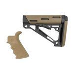 Hogue OverMolded Finger Groove Beavertail Grip & Collapsible Buttstock Kit, Flat Dark Earth Rubber