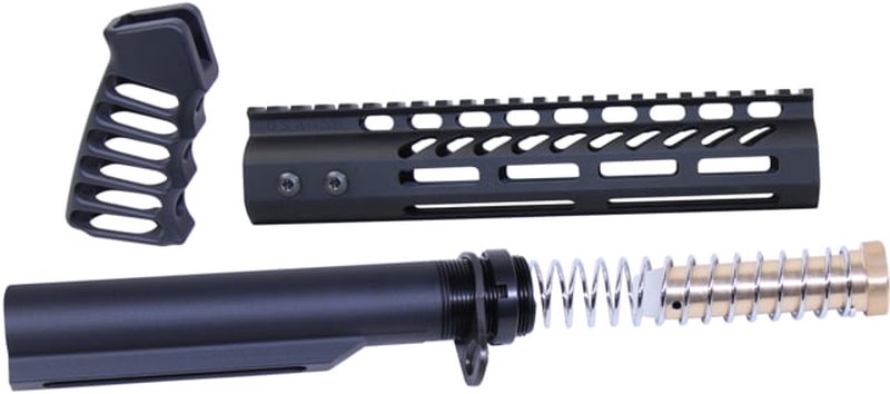 Guntec USA AR-15 9in Pistol Brace Build Kit w/ Mil-Spec Buffer Tube (M-LOK, Black)