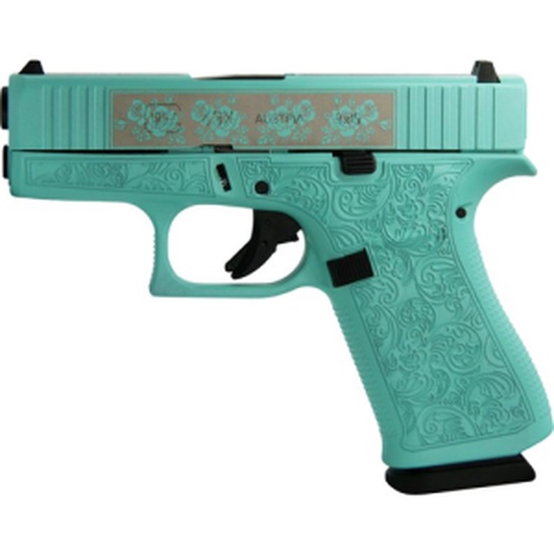 Glock G43X 9mm Pistol 3.4 inch Barrel Tiffany Blue Roses