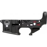 Spikes Tactical STLS015CFA Punisher Stripped Lower Receiver Multi-Caliber 7075-T6 Aluminum Black Anodized with Color Fill for AR-15