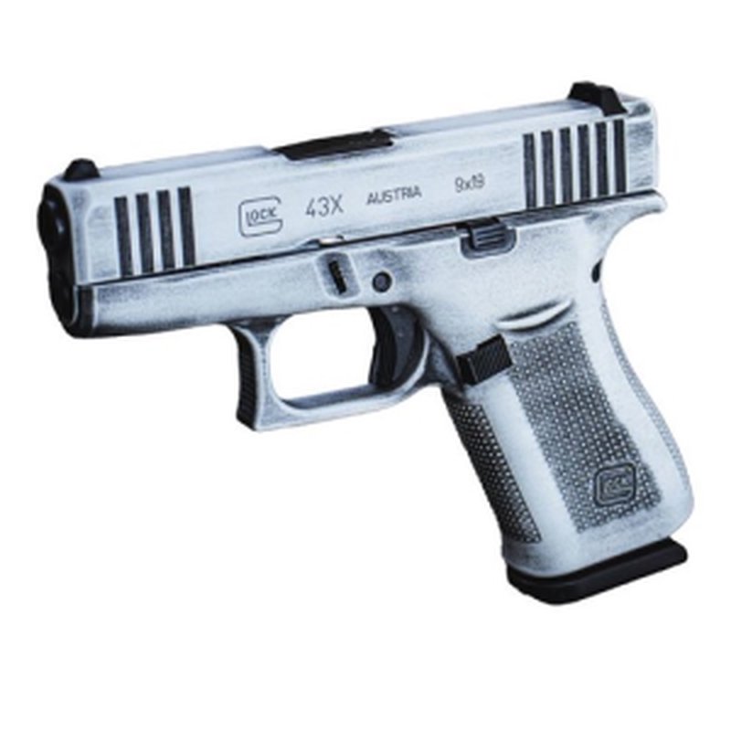 Glock G43X Sub-Compact 9mm Pistol 3.41in Battle Worn White