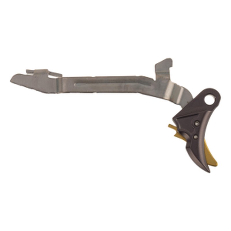 Overwatch Precision FALX Trigger Fits Glock Gen 5 and 19X - Gun Metal Gray/Gold