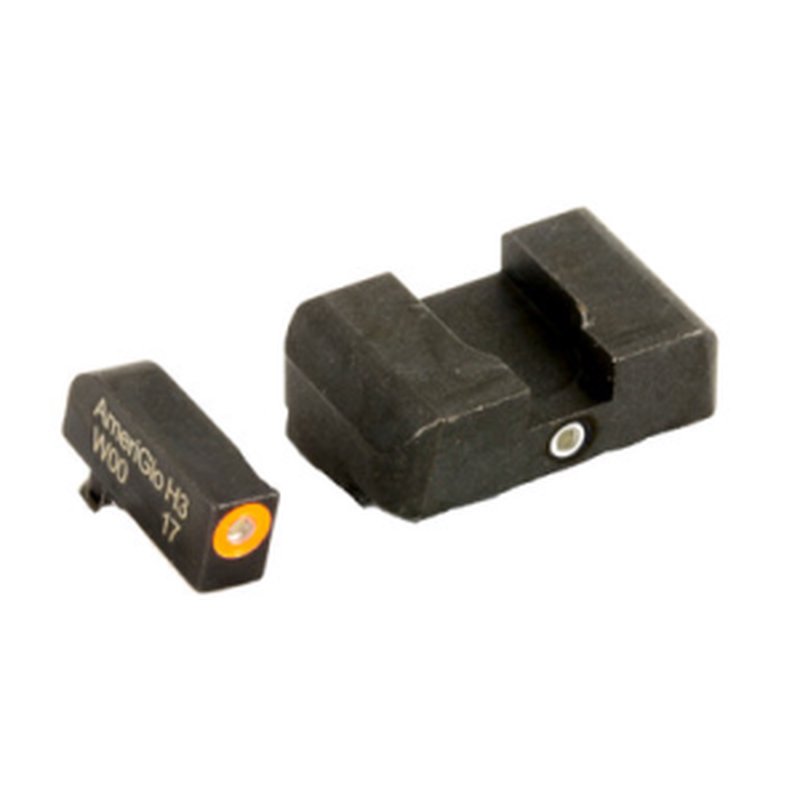 AmeriGlo GL203 i-Dot Night Sight Set for Glock (Green Tritium) Orange/White Outline