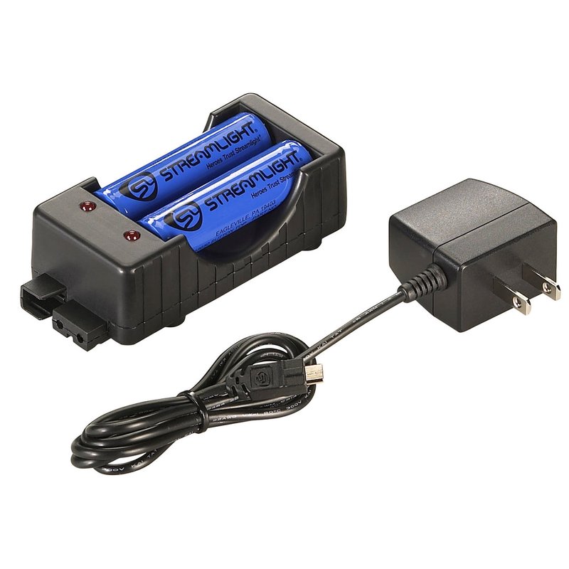 Streamlight SL-B26 Dual-Bay Charger Kit with Two 18650 Batteries – 120V USB Power