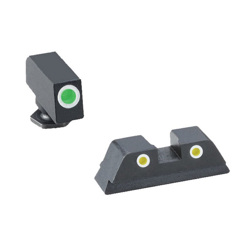 AmeriGlo Classic 3-Dot Night Sight Set for Glock 42 (Green White Outline)