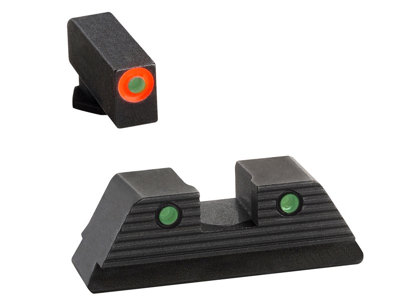 AmeriGlo GL-816 Trooper Sight Set Glock Front/Rear Green Tritium Orange Outline