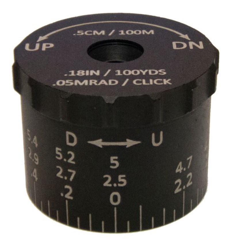 Sightron SIII10 50x60mm Tactical Elevation Knob, 0.05 MRAD, 7 MRAD, Black, 74005