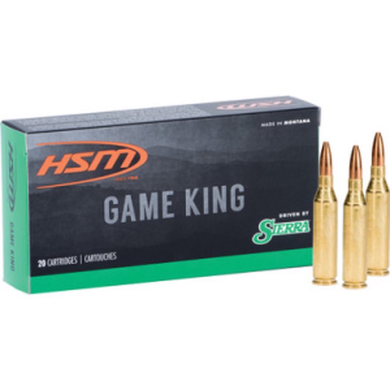 HSM Game King .338 Lapua Magnum Rifle Ammo 215 gr Sierra Spitzer BT (20 Rounds)