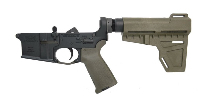 PSA AR-15 Complete MOE Shockwave Pistol Lower - No Magazine, ODG - 516447177
