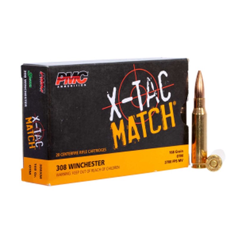 PMC X-Tac Match .308 Winchester OTM 168 Grain Open Tip Match Ammo