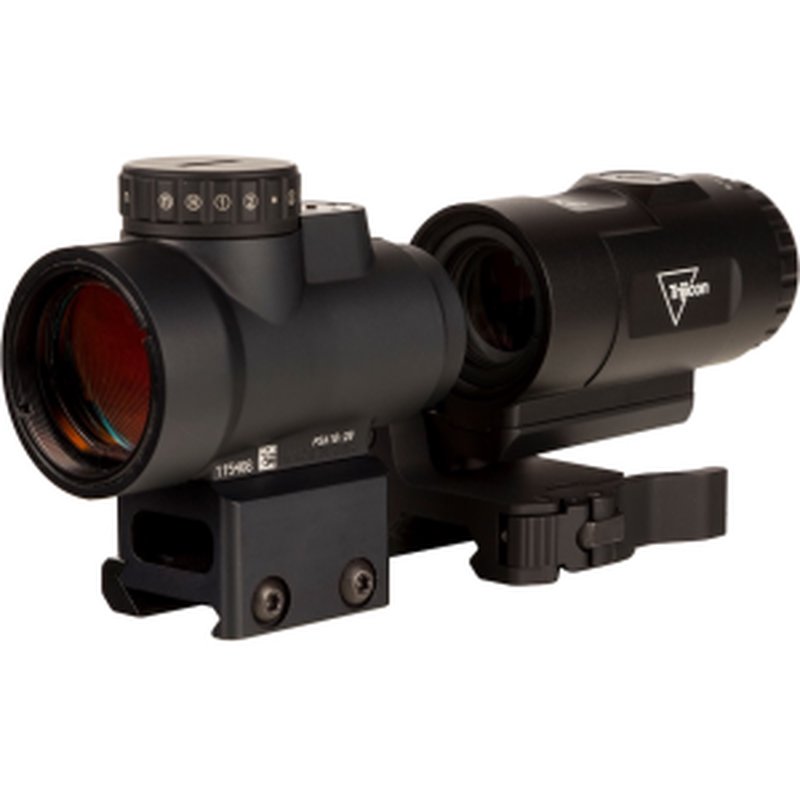 Trijicon Combo MRO HD Red Dot Sight 68 MOA Reticle with 2.0 MOA Dot with Picatinny Full Co-Witness Mount & 3X Magnifier Matte Black