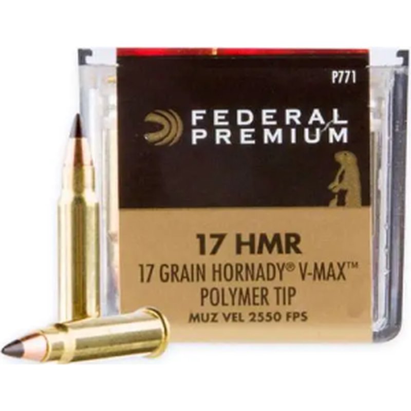 Federal P771 Premium V-Shok 17 HMR 17 Grain V-Max Polymer Tip Ammunition