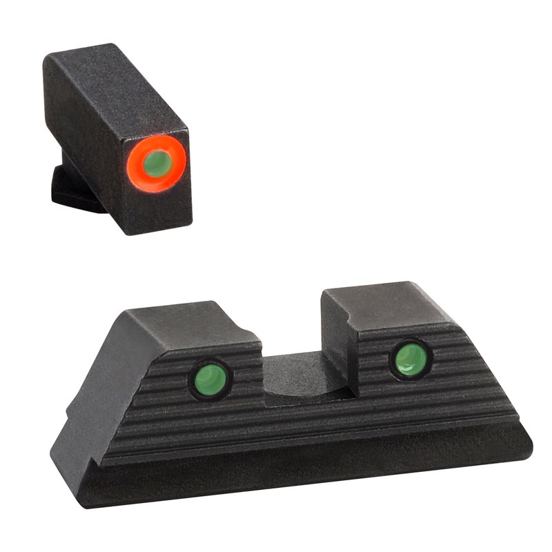 Ameriglo Trooper Glock Front & Rear Sight Set Green Tritium Orange Front