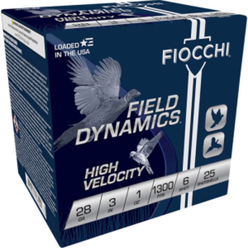 Fiocchi Field Dynamics High Velocity 28 Gauge Shotshell Ammunition 3 in 1300 fps 1 oz #6 Shot