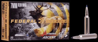 Federal Terminal Ascent 7mm Rem Mag 155gr Bonded Ammo, 20 Rounds