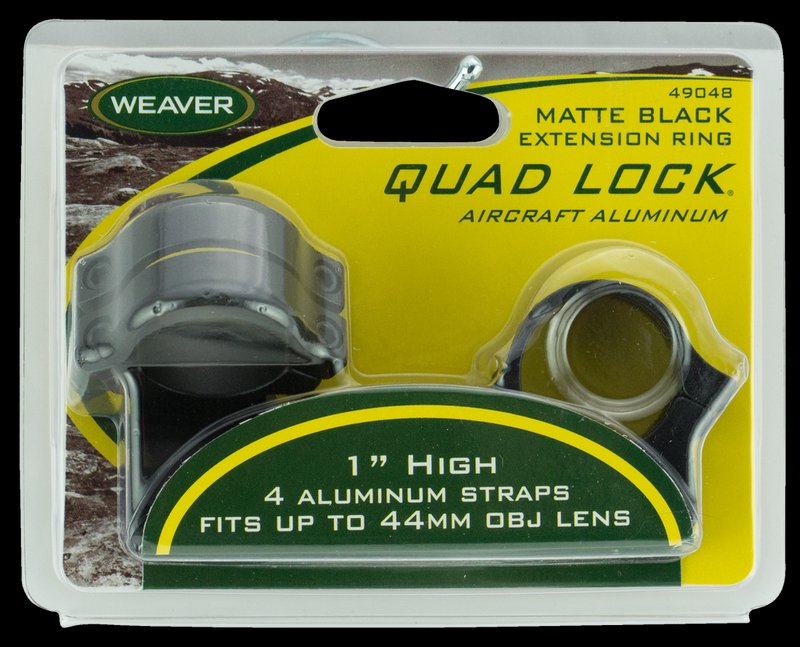 Weaver Quad Lock Detachable Scope Rings High Extended 1-Inch Matte Black