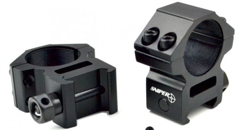 Sniper Medium Profile Rifle Scope Rings For Picatinny/Weaver Rail System, Black 1in Diameter