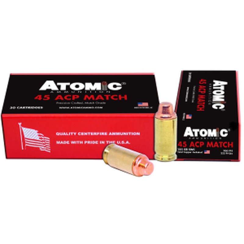 Atomic 448 Match 45 ACP 185gr SWC Ammunition