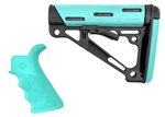 Hogue 13456 OverMolded Stock Kit Aqua for AR-15 with Mil-Spec Tube