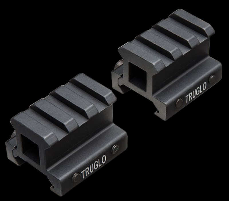 Truglo Picatinny Riser Mount 2-Piece 0.75 Inch Lift Aluminum Matte Black TG8982B