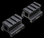 Truglo Picatinny Riser Mount 2-Piece 0.75 Inch Lift Aluminum Matte Black TG8982B