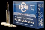 PPU Standard Rifle .30-06 SPRG 165gr PSP rifle ammo (20 rounds)