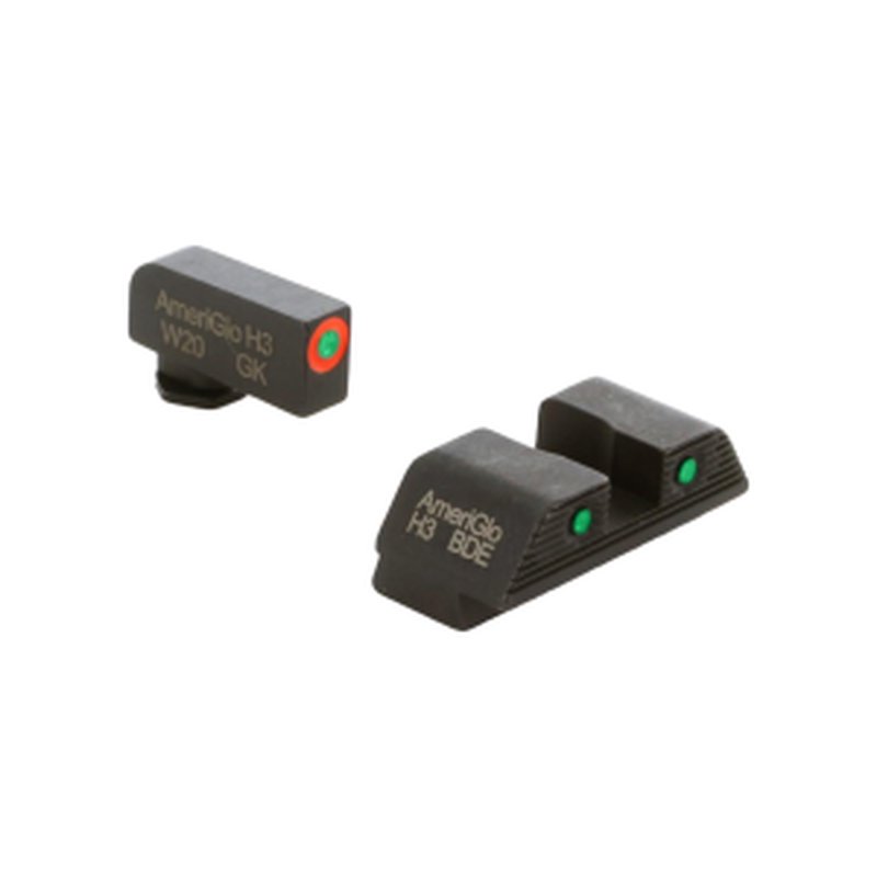 AmeriGlo Trooper Tritium Sight Set Glock Gen 5 Green/Orange Front Black Rear