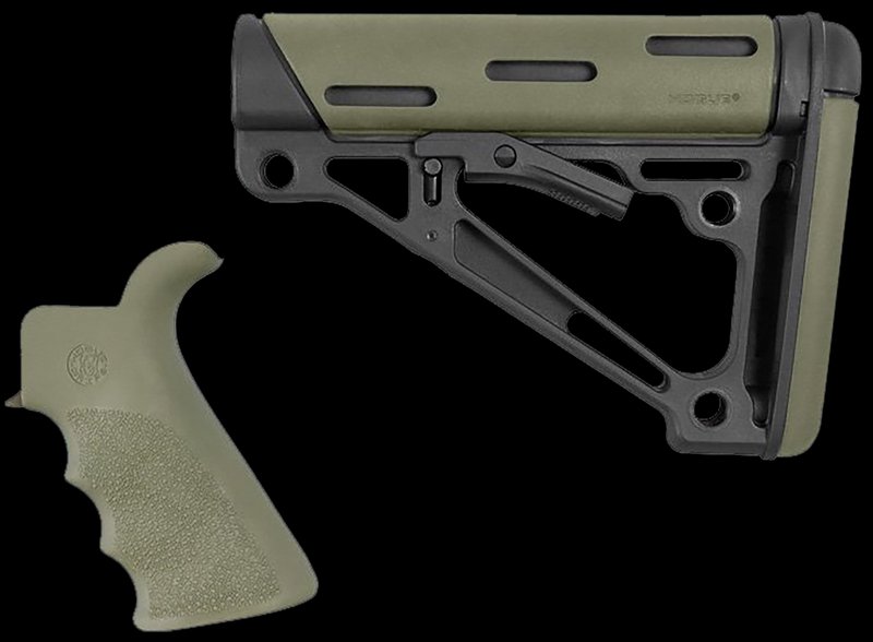 Hogue AR-15/M16 Stock and Grip Kit OD Green OverMolded Collapsible Buttstock