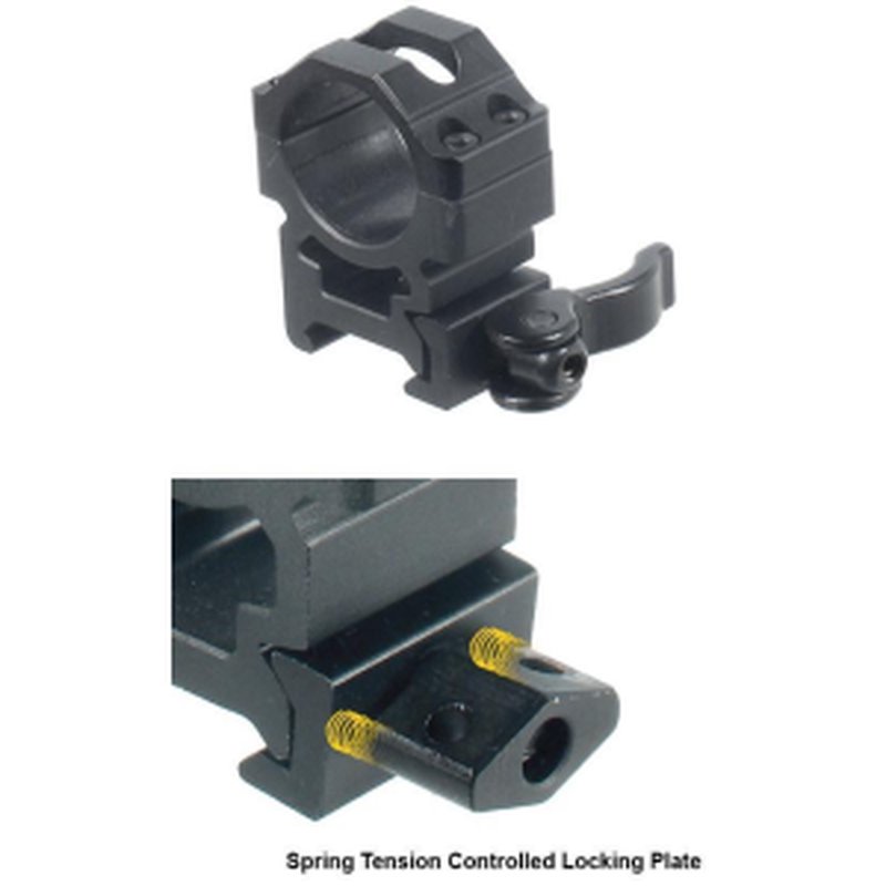 Leapers UTG 2-Piece Max Strength LE Grade Picatinny Rings - 1in Med Height, 22mm Width (QD)