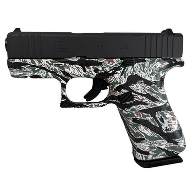 Glock 43X 9mm Front Rail Black Slide - Tiger Camo (US)