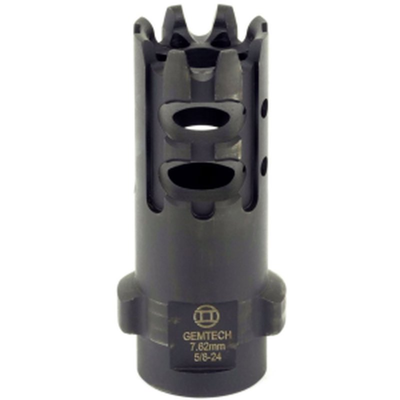 Gemtech QuickMount 7.62mm Carbon Cutting Muzzle Brake 5/8-24 Threaded