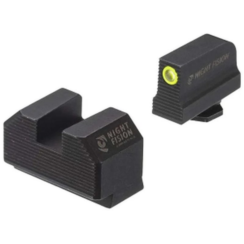 Night Fision Optics Ready Stealth Night Sight Set for Glock 17/19/34 w/ DPP/509t/Acro - Yellow Front Ring/Blank Rear