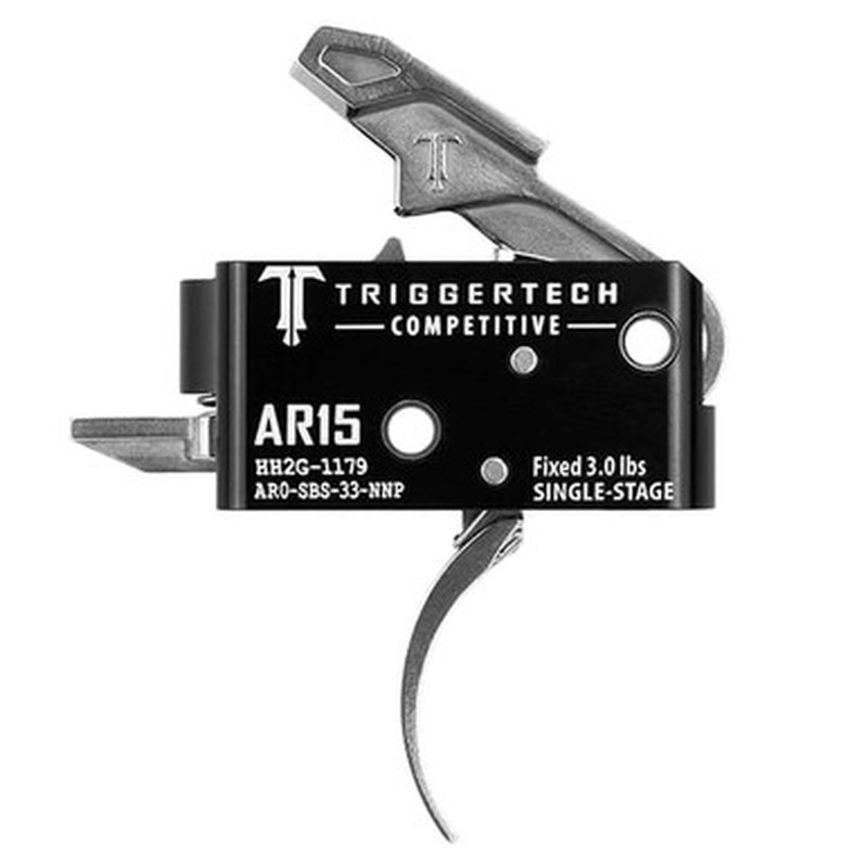 TriggerTech AR0SBS33NNP Competitive Stainless Pro Curved Single-Stage 3 lbs Fixed for AR-15