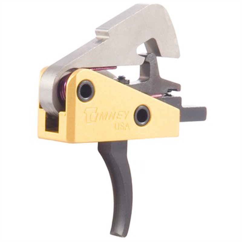 Timney Competition Trigger Single-Stage Curved Trigger with 4 lbs Draw Weight & Black/Gold Finish for AR-10