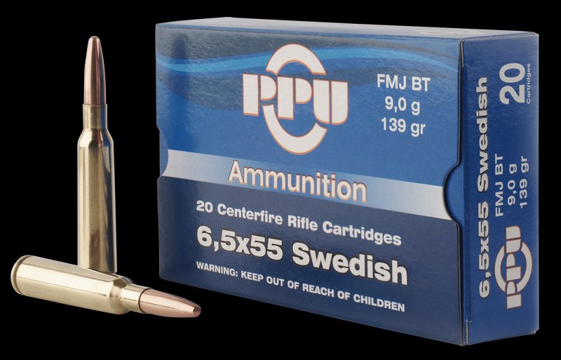 PPU Metric Rifle 6.5x55mm Swedish FMJ Brass 20 Rounds