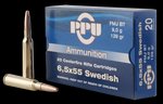 PPU Metric Rifle 6.5x55mm Swedish FMJ Brass 20 Rounds