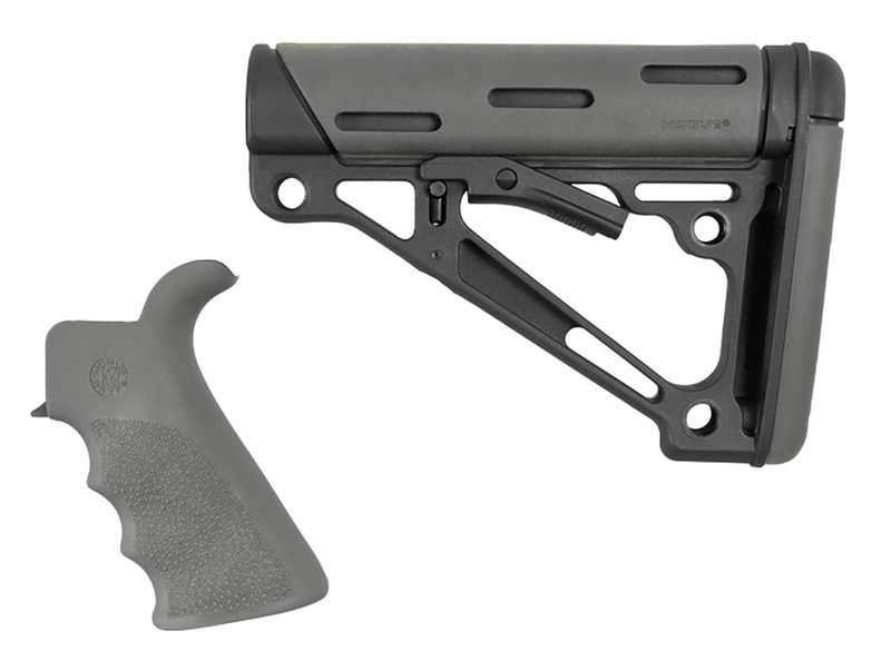 Hogue AR15/M16 Kit Beavertail Grip and OverMold Collapsible Buttstock Blk Gry 15556