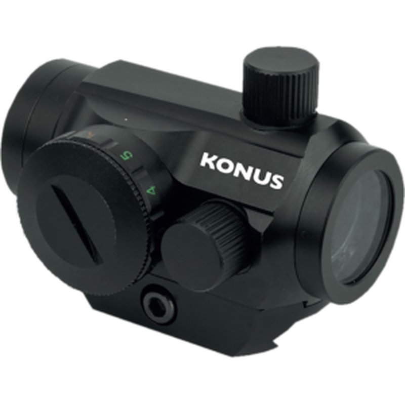 Konus 7215 Nuclear Matte Black 1x22mm 3 MOA Dual (Red/Green) Illuminated Dot Reticle Features QR Dual Mounting System