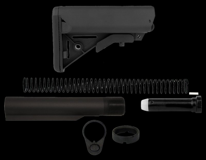 TacFire Mil-Spec SOPMOD 6-Position AR-15 Stock & Buffer Tube Kit Black MAR050S