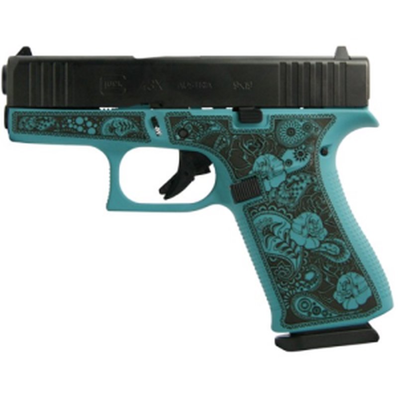 Glock G43X 9mm Pistol 3.41" Barrel Tiffany Paisley Engraved