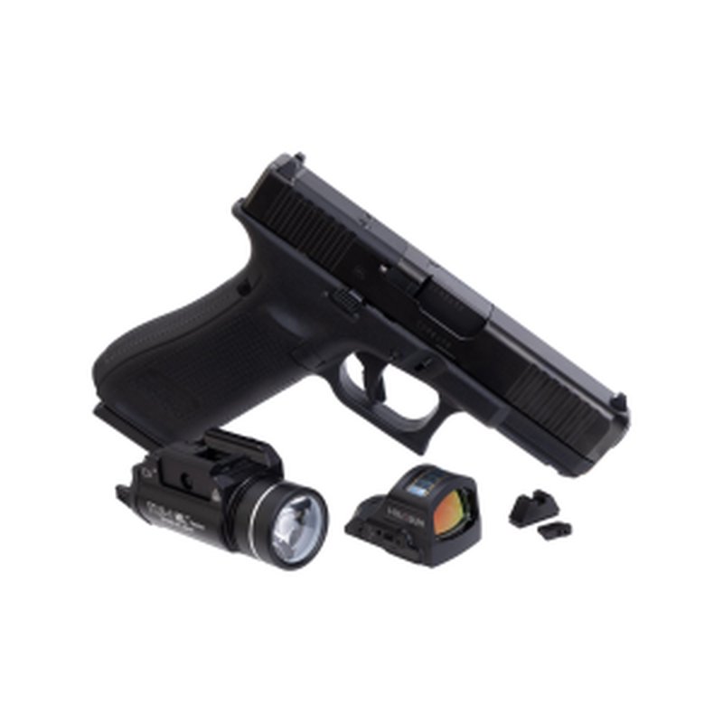 Glock Blue Label G45 MOS 9mm Pistol with Holosun HS507C-X2 Pistol Red Dot Sight - ACSS Vulcan Reticle, AmeriGlo Suppressor Height Sights, Streamlight TLR-1 HL