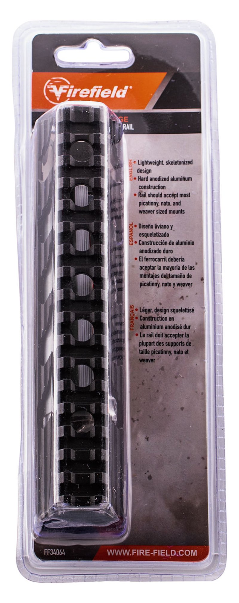 Firefield Verge M-LOK 7" Aluminum Picatinny Rail, Hardcoat Anodized Matte Black - FF34064