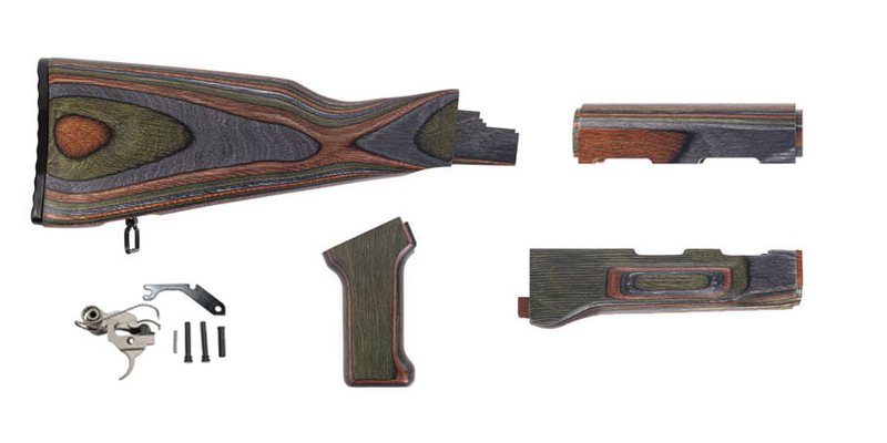 PSA AK "Voodoo" Furniture set w/ PSA Custom AK-47 Enhanced Polished Nickel Boron Fire Control Group