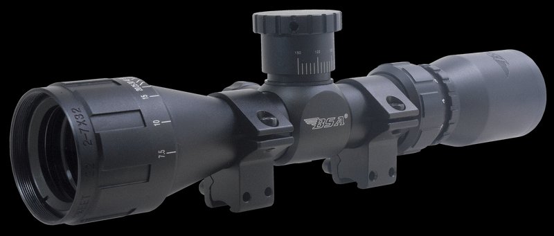BSA Sweet Rifle Scope 2-7x32 Duplex Reticle 3 Inch Eye Relief 9.5 Inch Length