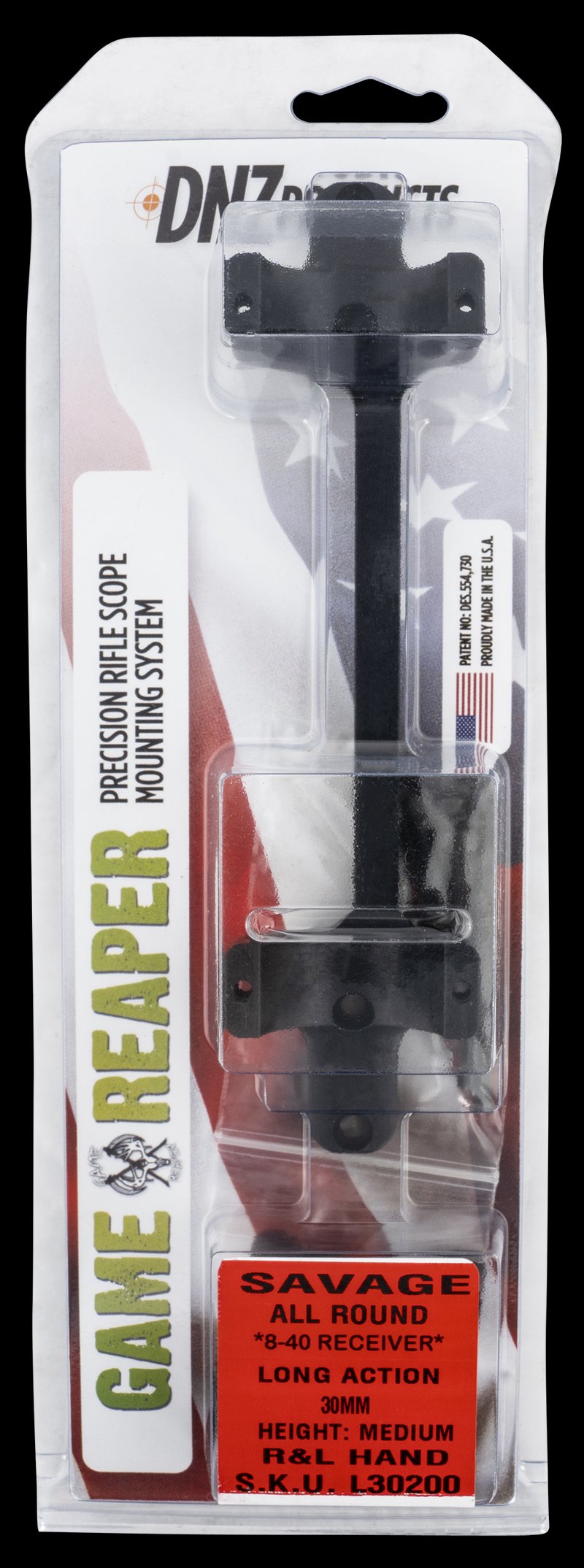 DNZ Game Reaper Savage Scope Mount Ring Combo 30mm Matte Black
