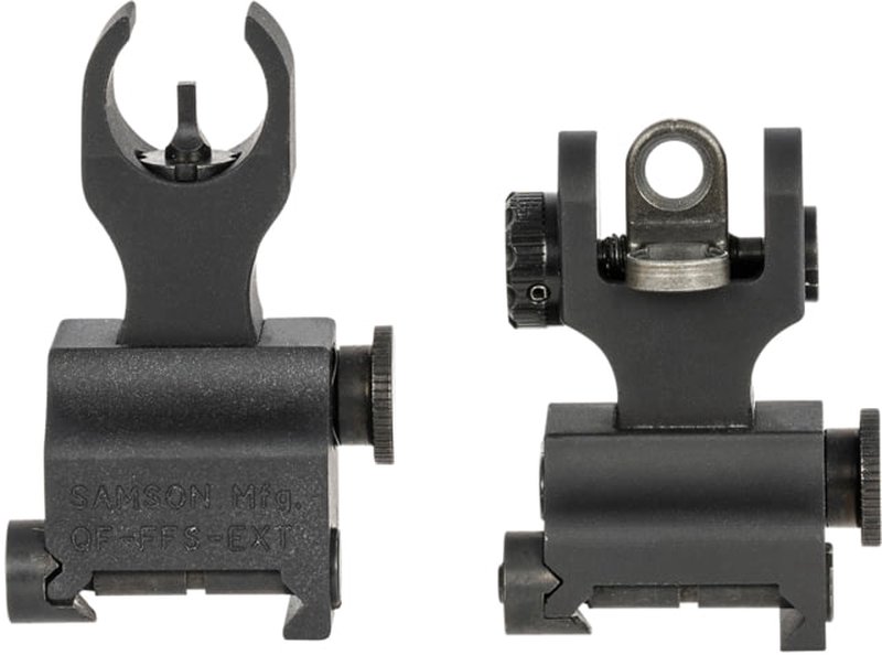 Samson Aluminum Top Mounted Deployable Front and Rear Sight AR-15 HK Extended Height Front Black
